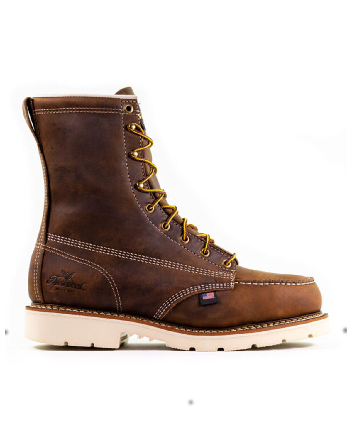 Image #2 - Thorogood Men's American Heritage Classics 8" USA Work Boots - Steel Toe, Brown, hi-res