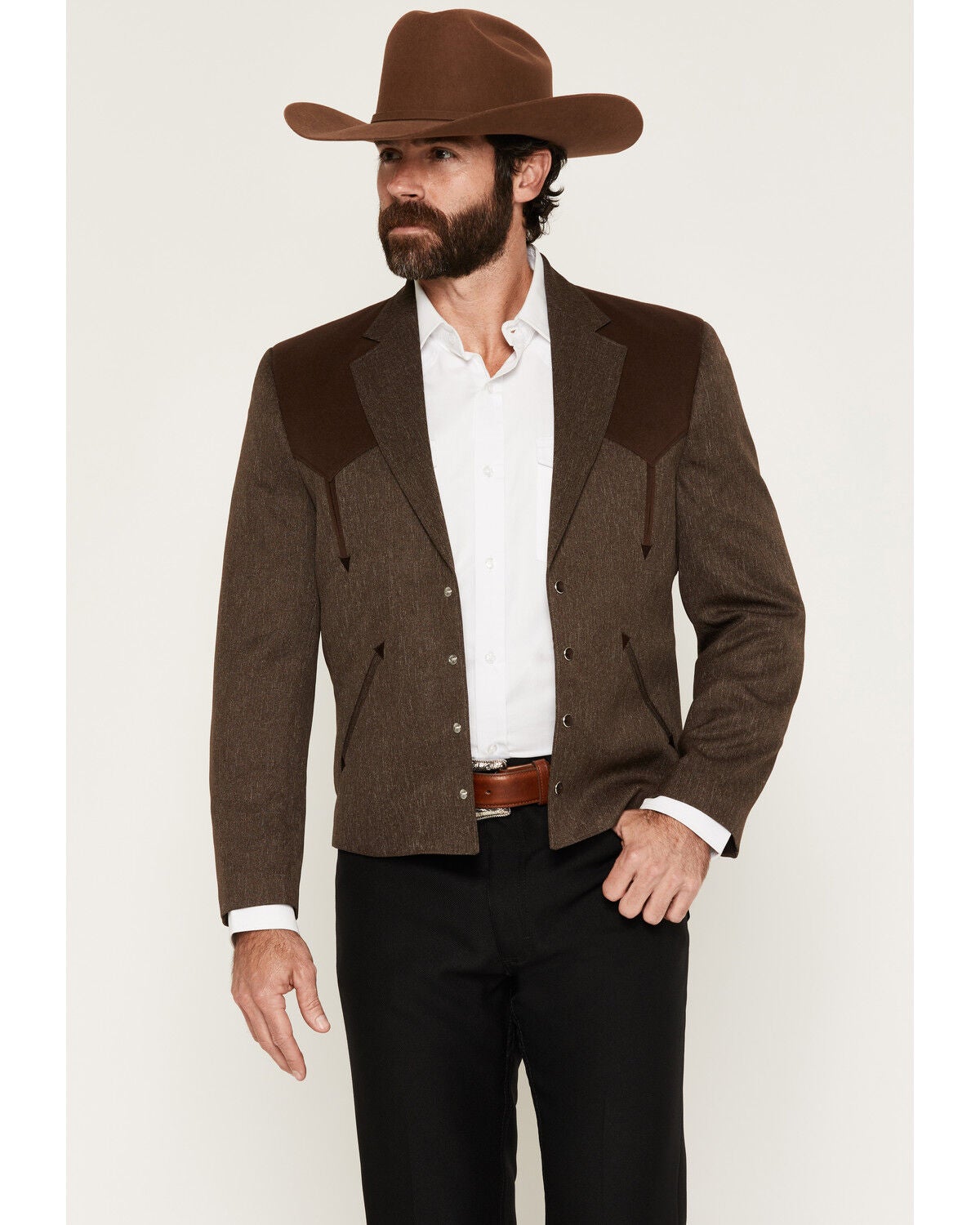 Circle S Men's Denali Snap Cropped Sportcoat, Brown, hi-res