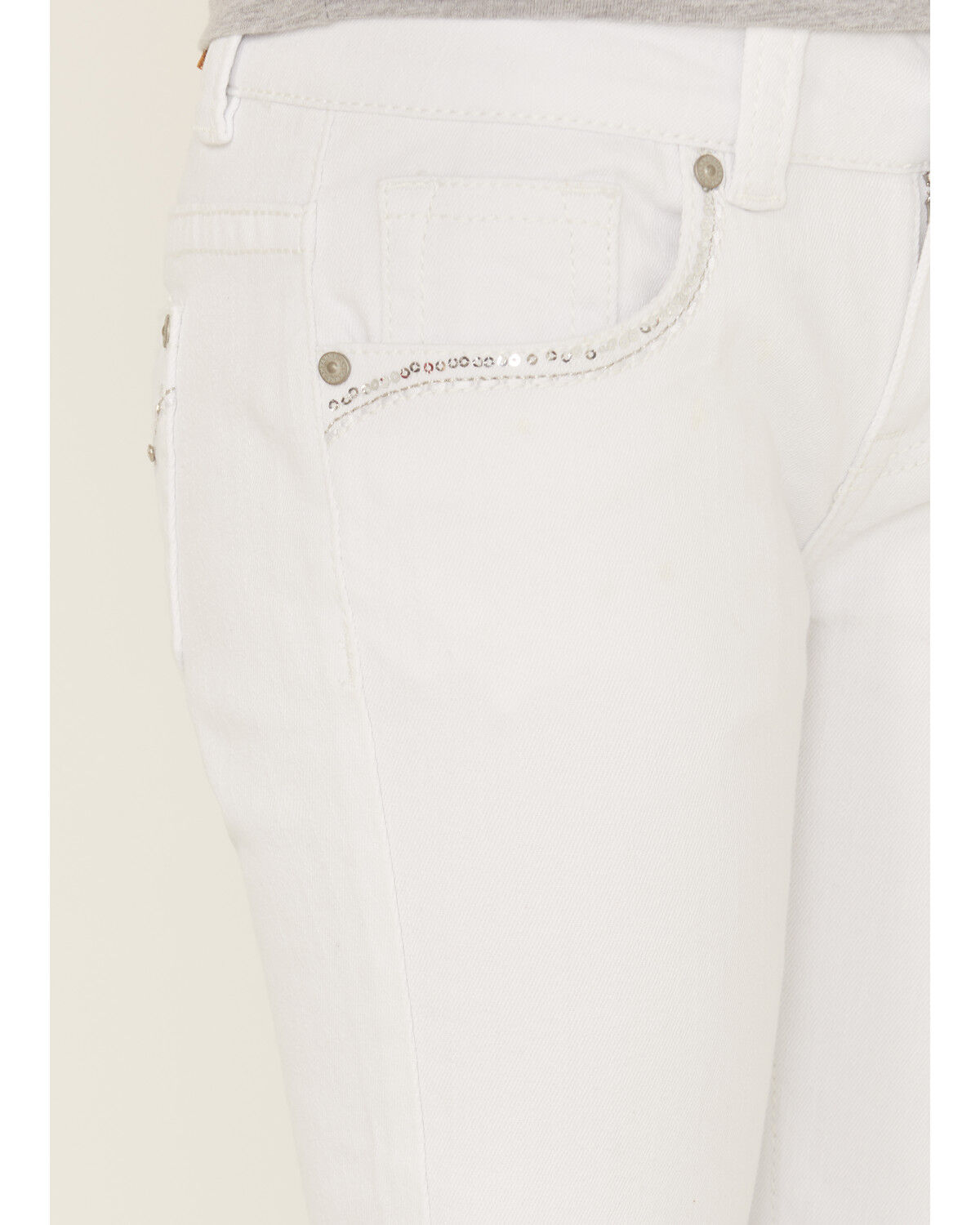 Image #2 - Shyanne Girls' Rhinestone Bootcut Stretch Denim Jeans, White, hi-res