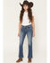 Image #3 - Miss Me Girls' Medium Wash Mid Rise Wing Pocket Bootcut Stretch Denim Jeans, Medium Wash, hi-res