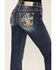 Miss Me Women's Dark Wash Mid-Rise Fleur De Lis Sequin Embroidery Bootcut Jeans, Dark Blue, hi-res