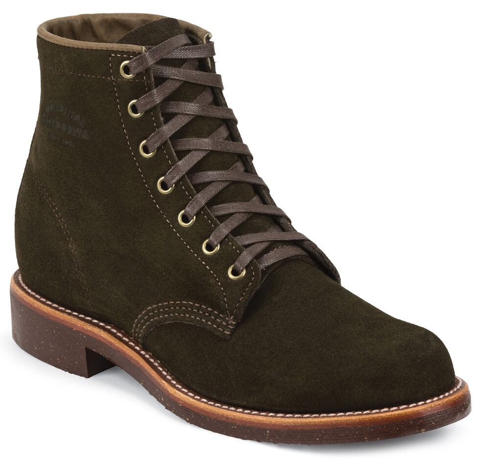 Chippewa Men's Chocolate Moss General Utility Suede Trooper Service Boots, Chocolate, hi-res