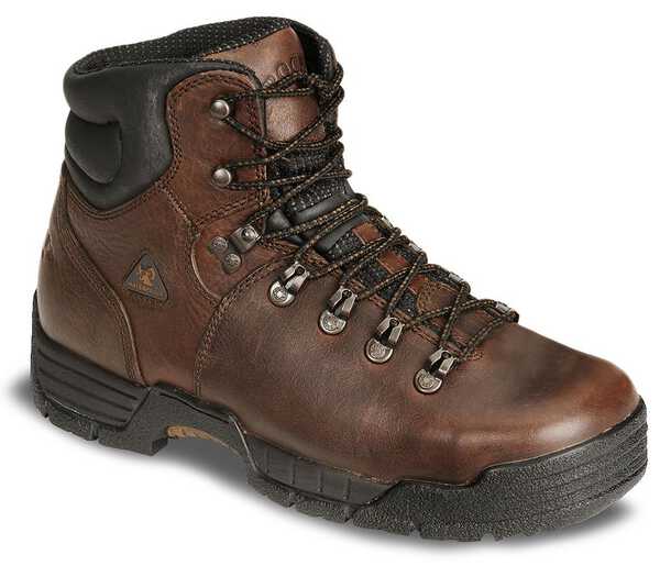 Image #1 - Rocky Men's 6" Mobilite Waterproof Work Boots - Steel Toe, Brown, hi-res