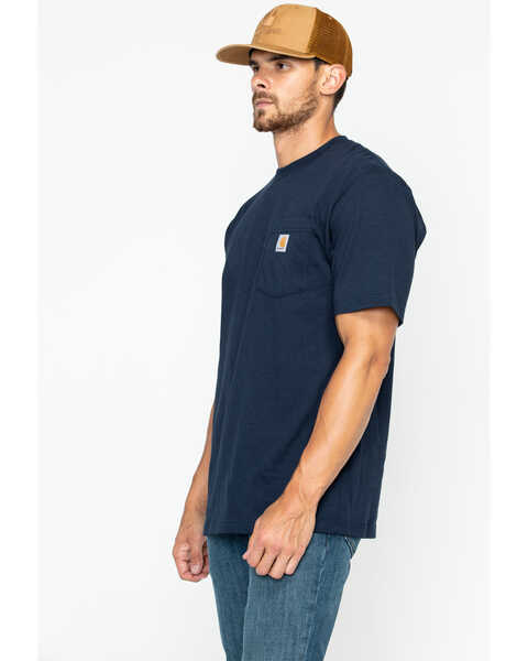 Carhartt Men's Loose Fit Heavyweight Logo Pocket Work T-Shirt, Navy, hi-res