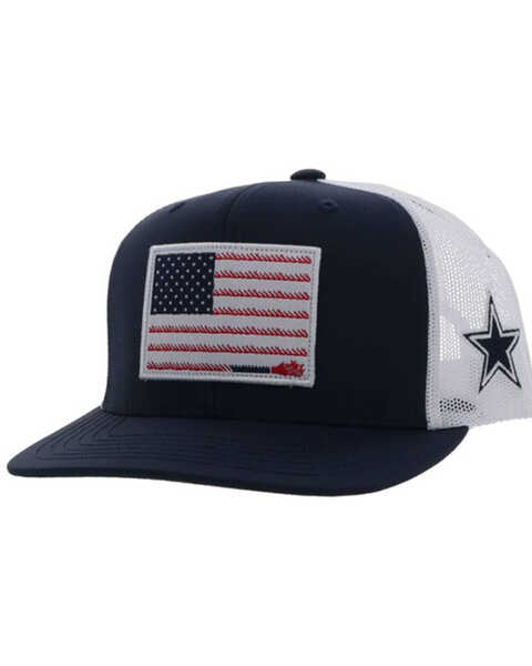 Hooey Men's Dallas Cowboys American Flag Patch Baseball Cap, Black, hi-res