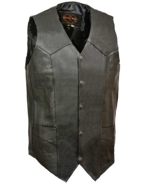 Image #1 - Milwaukee Leather Men's Snap Front Biker Vest - 2X Tall, Black, hi-res