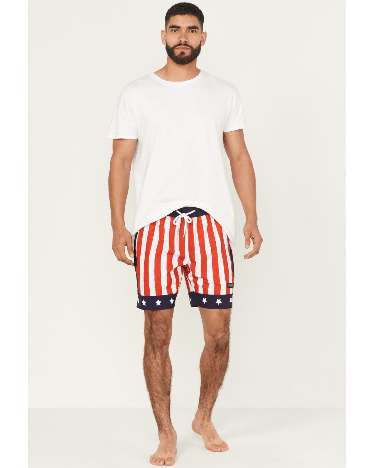 Rock & Roll Denim Men's Americana Stretch Drawcord Shorts, Red/white/blue, hi-res