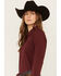 Image #2 - Ariat Women's Solid Long Sleeve Button-Down Performance Western Shirt, Maroon, hi-res