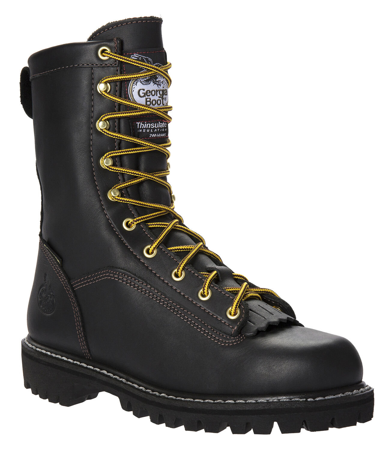 Image #1 - Georgia Boot Men's Insulated Low Heel Logger Work Boots - Soft Toe, Black, hi-res