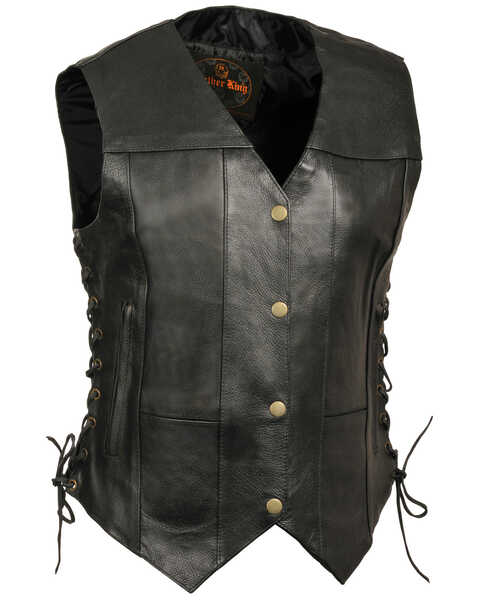 Image #1 - Milwaukee Leather Women's 6 Pocket Side Lace Vest - 4X, Black, hi-res