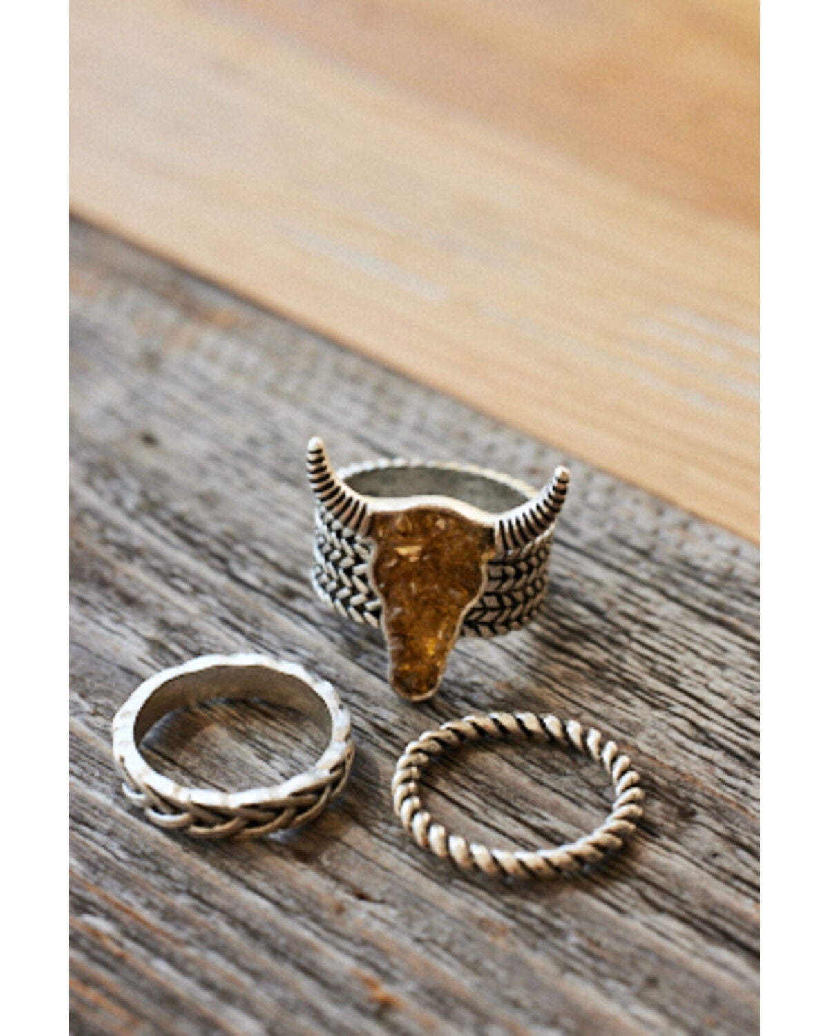 Shyanne Women's Steerhead Ring Set - 3 Piece, Silver, hi-res