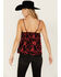Image #4 - Wild Moss Women's Floral Print Jacquard Lace Cami, Red, hi-res