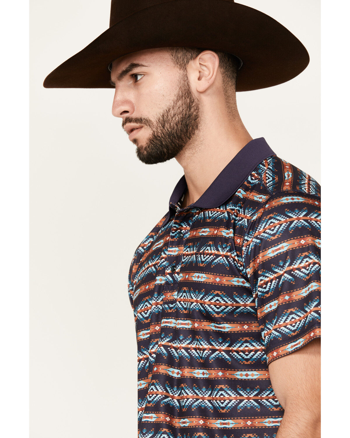 Image #2 - RANK 45® Men's Lusaka Southwestern Print Short Sleeve Polo Shirt, Dark Blue, hi-res