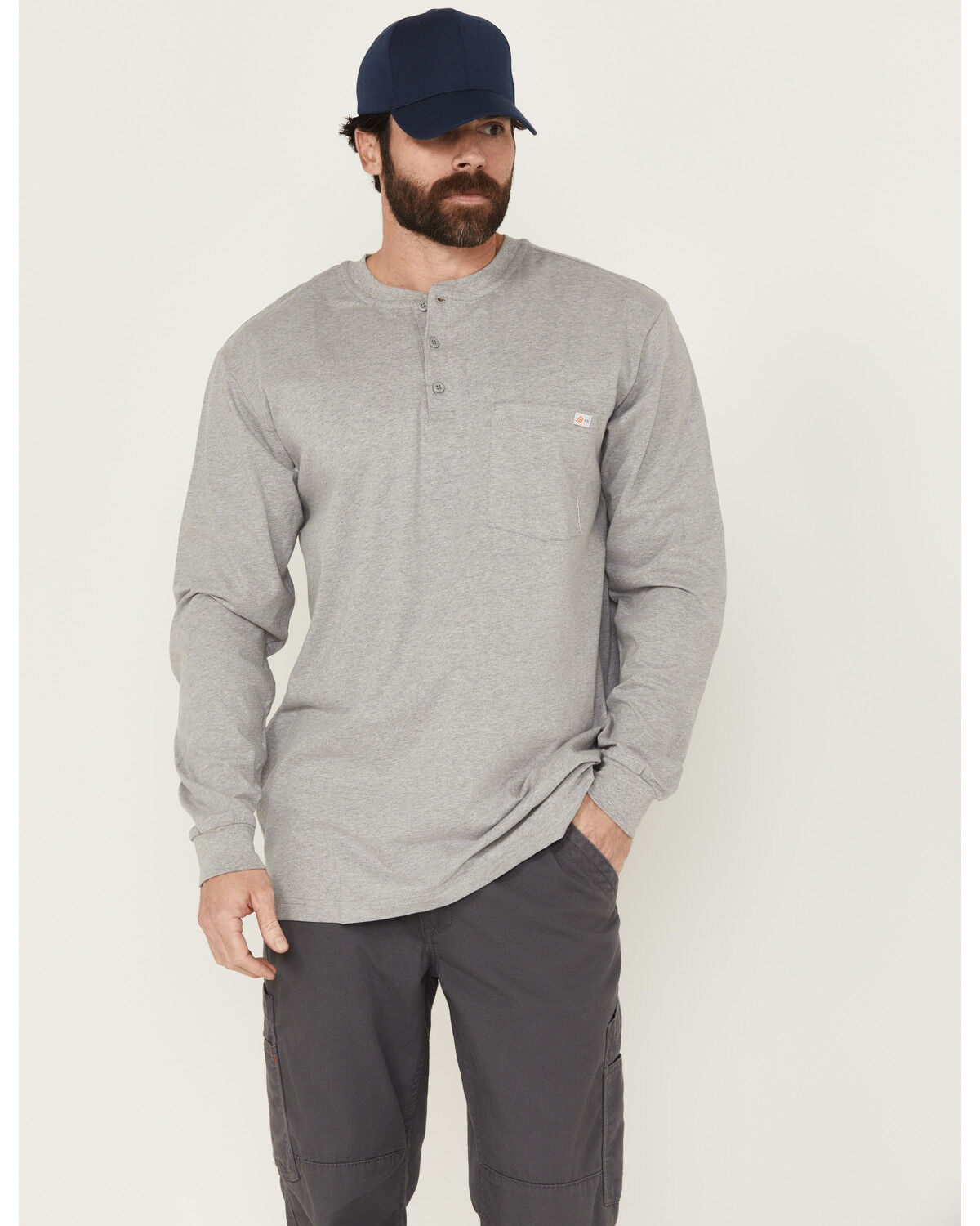 Image #1 - Rasco Men's FR Preshrunk Henley T-Shirt, Grey, hi-res