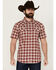 Image #1 - Moonshine Spirit&reg; Men's Legend Plaid Print Short Sleeve Snap Western Shirt, Burgundy, hi-res