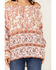 Wild Moss Women's Floral Border Print Off The Shoulder Top , Pink, hi-res