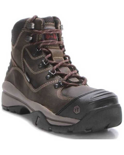 Image #1 - Carolina Men's 6" Flagstone Waterproof Work Boots - Round Toe, Dark Brown, hi-res