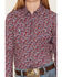 Image #3 - Cruel Girl Girl's Floral Print Long Sleeve Rhinestone Snap Western Shirt, Blue, hi-res