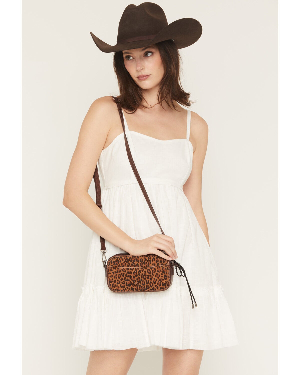 Justin Women's Leopard Print Camera Bag, Brown, hi-res