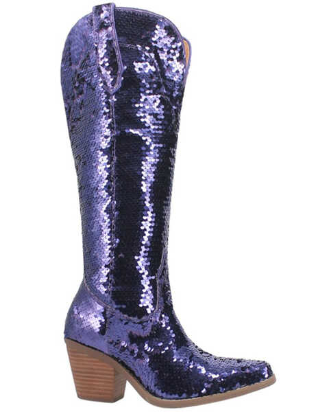 Image #2 - Dingo Women's Sequin Dance Hall Queen Tall Western Boots - Snip Toe , Purple, hi-res