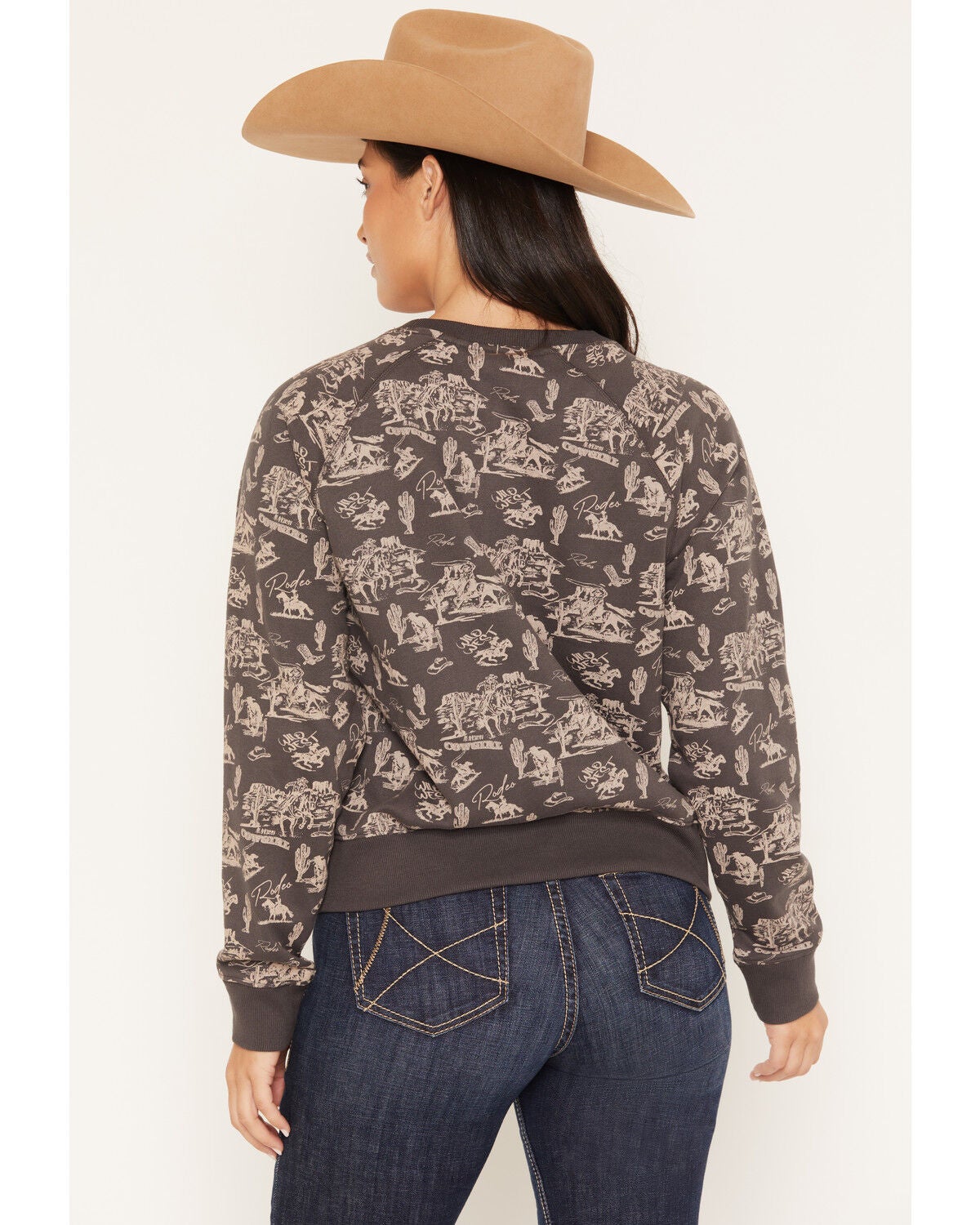 Image #4 - Ariat Women's Graphic Essential Crew Neck Long Sleeve Top, Grey, hi-res