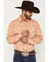 Image #1 - Ely Walker Men's Paisley Print Long Sleeve Pearl Snap Western Shirt, Gold, hi-res
