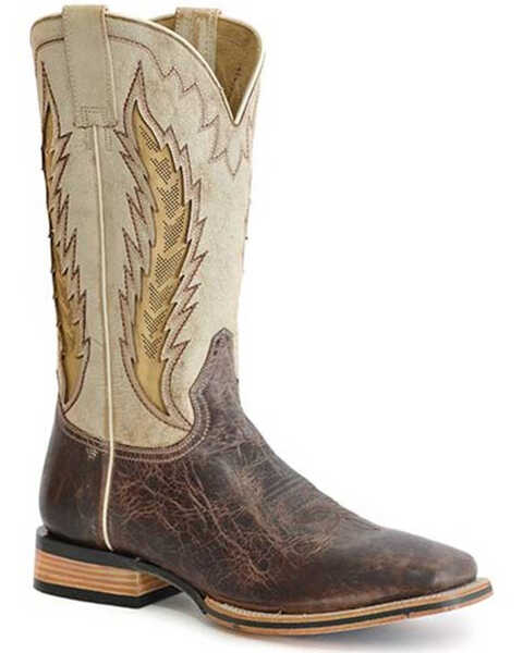 Image #1 - Stetson Men's Airflow Crackle Shaft Handcrafted Western Boots - Broad Square Toe , Tan, hi-res