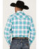 Rough Stock By Panhandle Men's Stretch Ombre Plaid Long Sleeve Snap Western Shirt , Aqua, hi-res