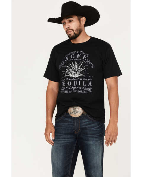 Image #1 - Cowboy Hardware Men's El Jefe Tequila Graphic T-Shirt , Black, hi-res