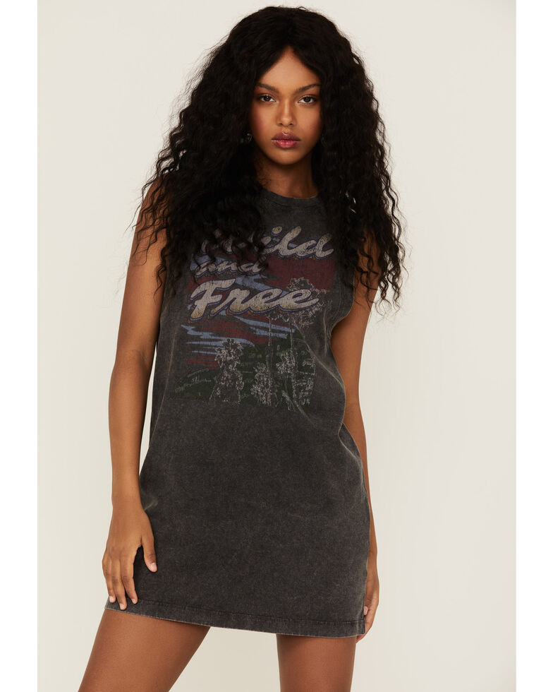 Cleo + Wolf Women's Wild & Free Graphic Tank Dress, Black, hi-res