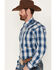 Image #2 - Stetson Men's Fancy Large Plaid Print Long Sleeve Pearl Snap Western Shirt, Blue, hi-res
