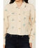 Image #3 - Mystree Women's Floral Embroidered Long Sleeve Button-Down Shirt, Cream, hi-res