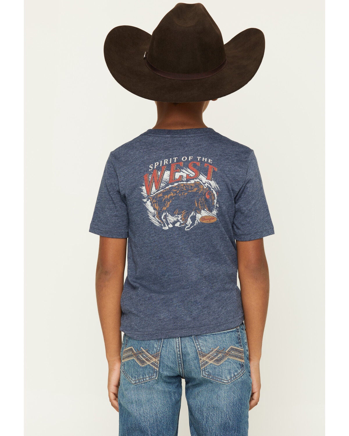 Image #1 - Wrangler Boys' Spirit Of The West Buffalo Short Sleeve Graphic T-Shirt, Blue, hi-res