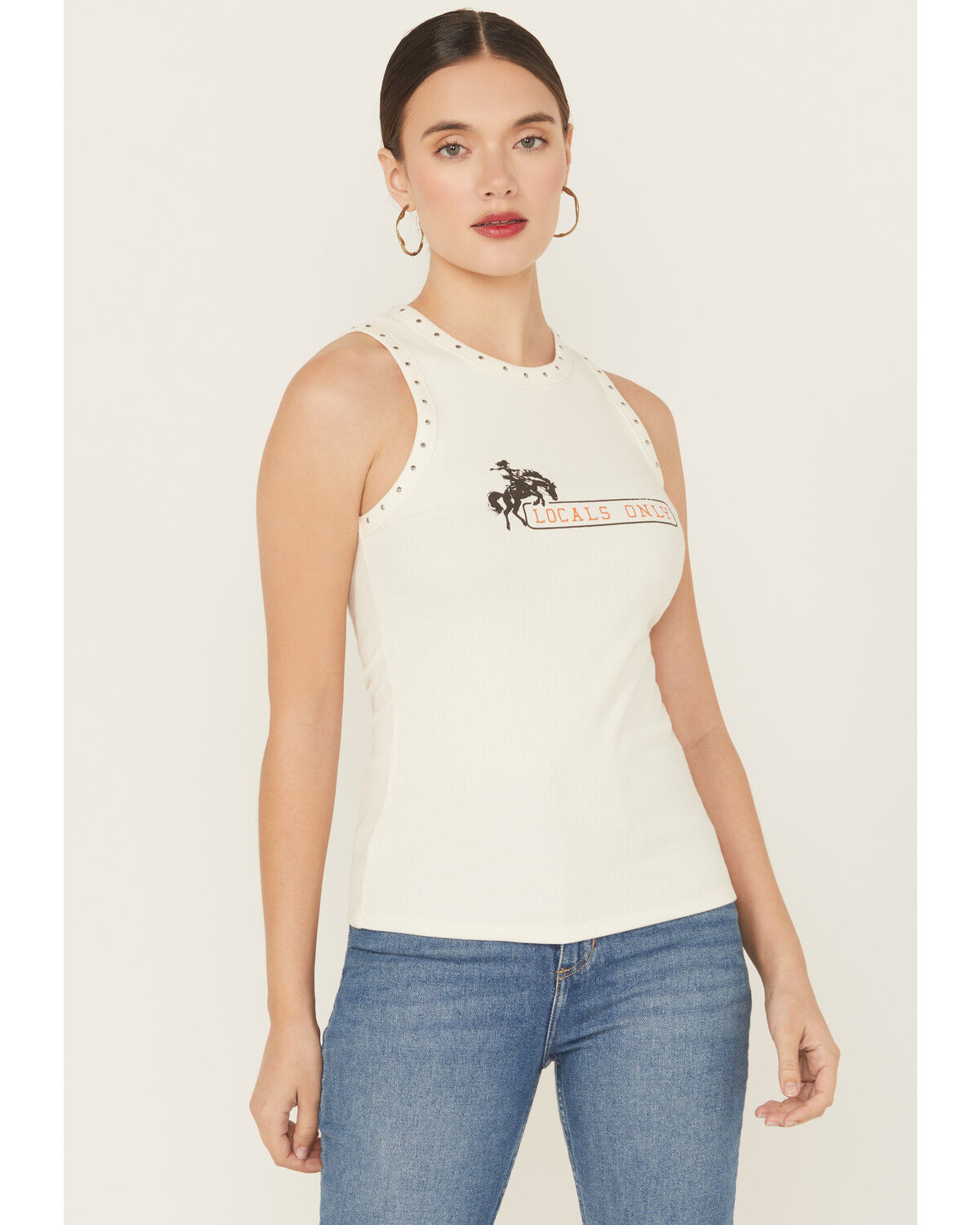 Image #2 - Idyllwind Women's Locals Only Graphic Ribbed Tank, Ivory, hi-res