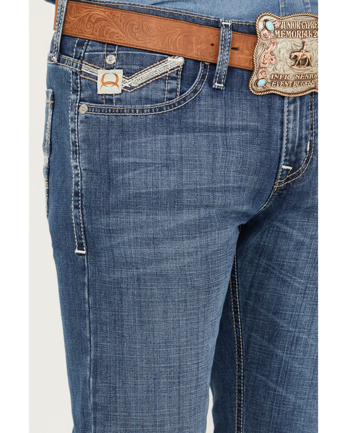 Image #2 - Cinch Men's Ian Medium Stonewash Slim Boot Performance Stretch Denim Jeans, Indigo, hi-res