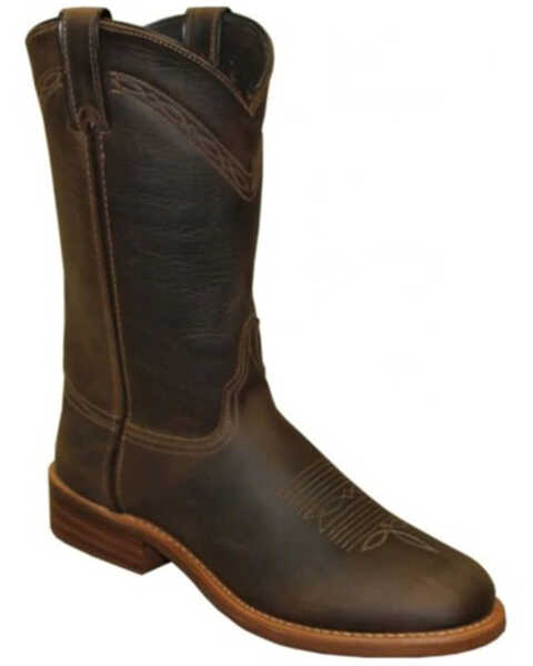 Abilene Men's Cowhide Leather Pull On Western Boot - Broad Round Toe, Brown, hi-res