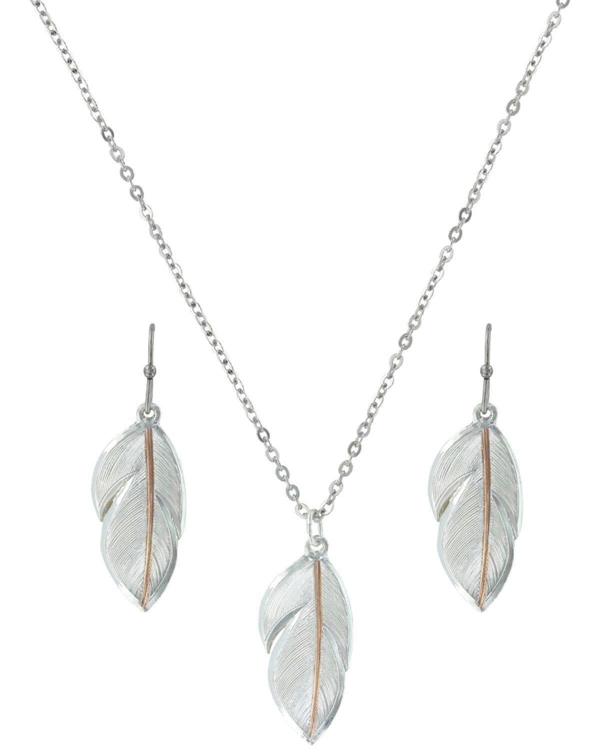 Montana Silversmiths Women's Downy Feather Necklace & Earrings Jewelry Set, Multi, hi-res