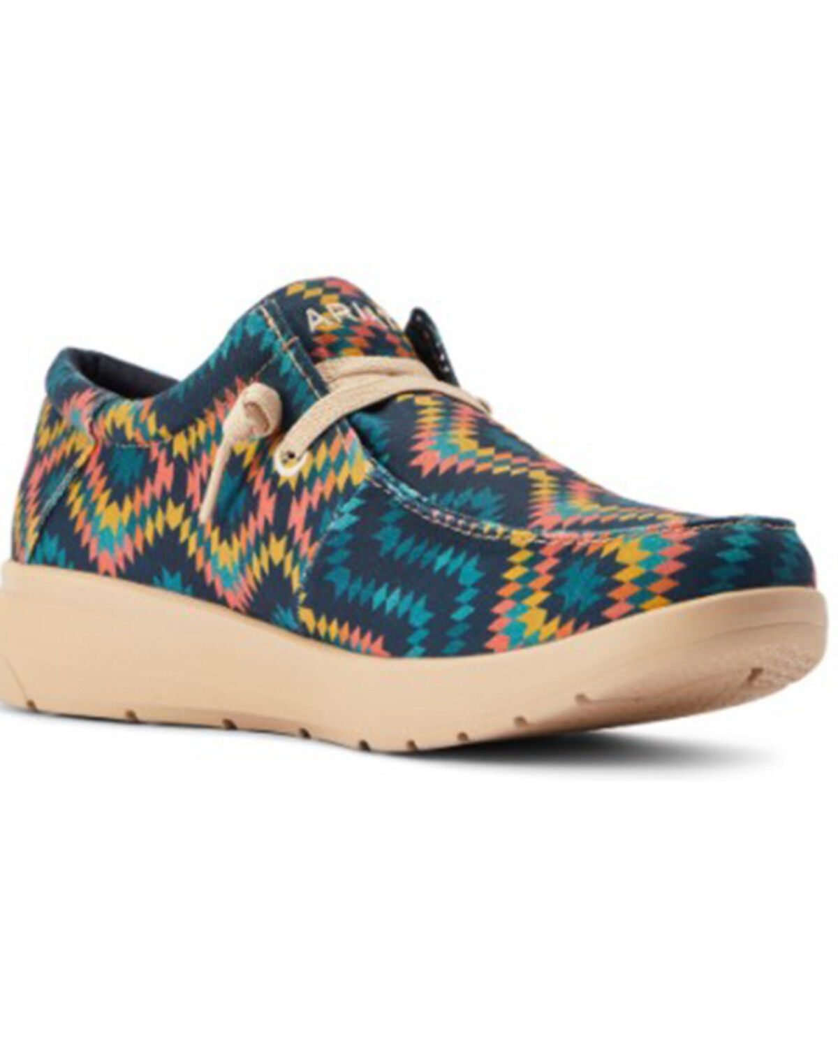 Image #1 - Ariat Men's Southwestern Print Stretch Casual Hilo - Moc Toe, Blue, hi-res