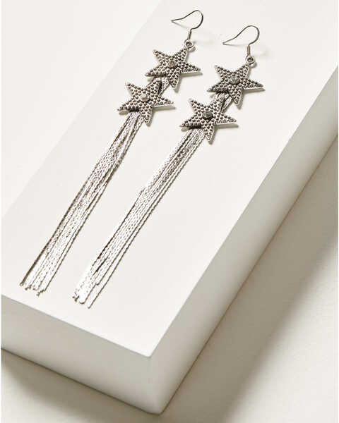 Image #1 - Idyllwind Women's Star Fringe Skyline Earrings , Silver, hi-res