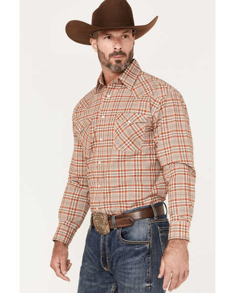 Image #2 - Rough Stock by Panhandle Men's Plaid Print Long Sleeve Pearl Snap Western Shirt, Rust Copper, hi-res