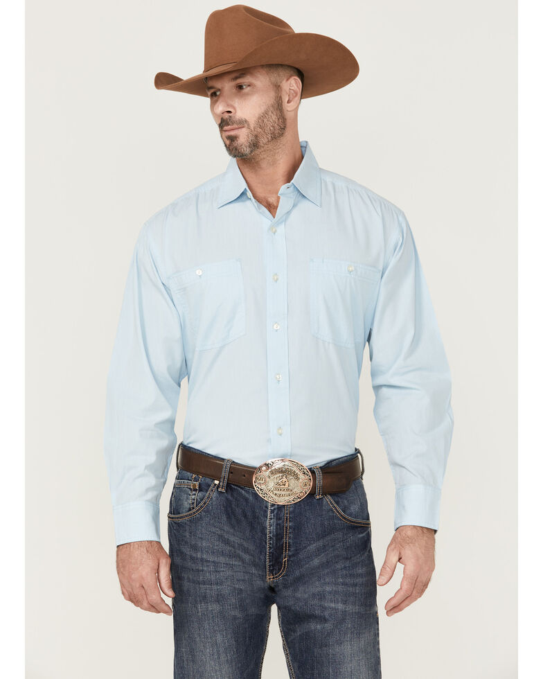 Resistol Men's Cerulean Blue Long Sleeve Button-Down Western Shirt , Blue, hi-res