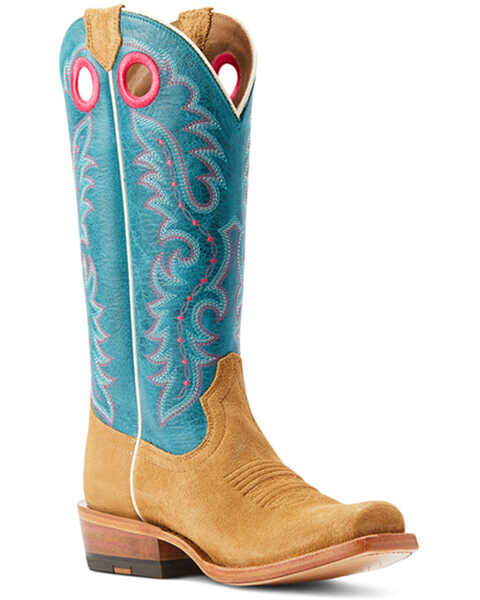 Image #1 - Ariat Women's Futurity Boon Western Boots - Square Toe, Tan/turquoise, hi-res