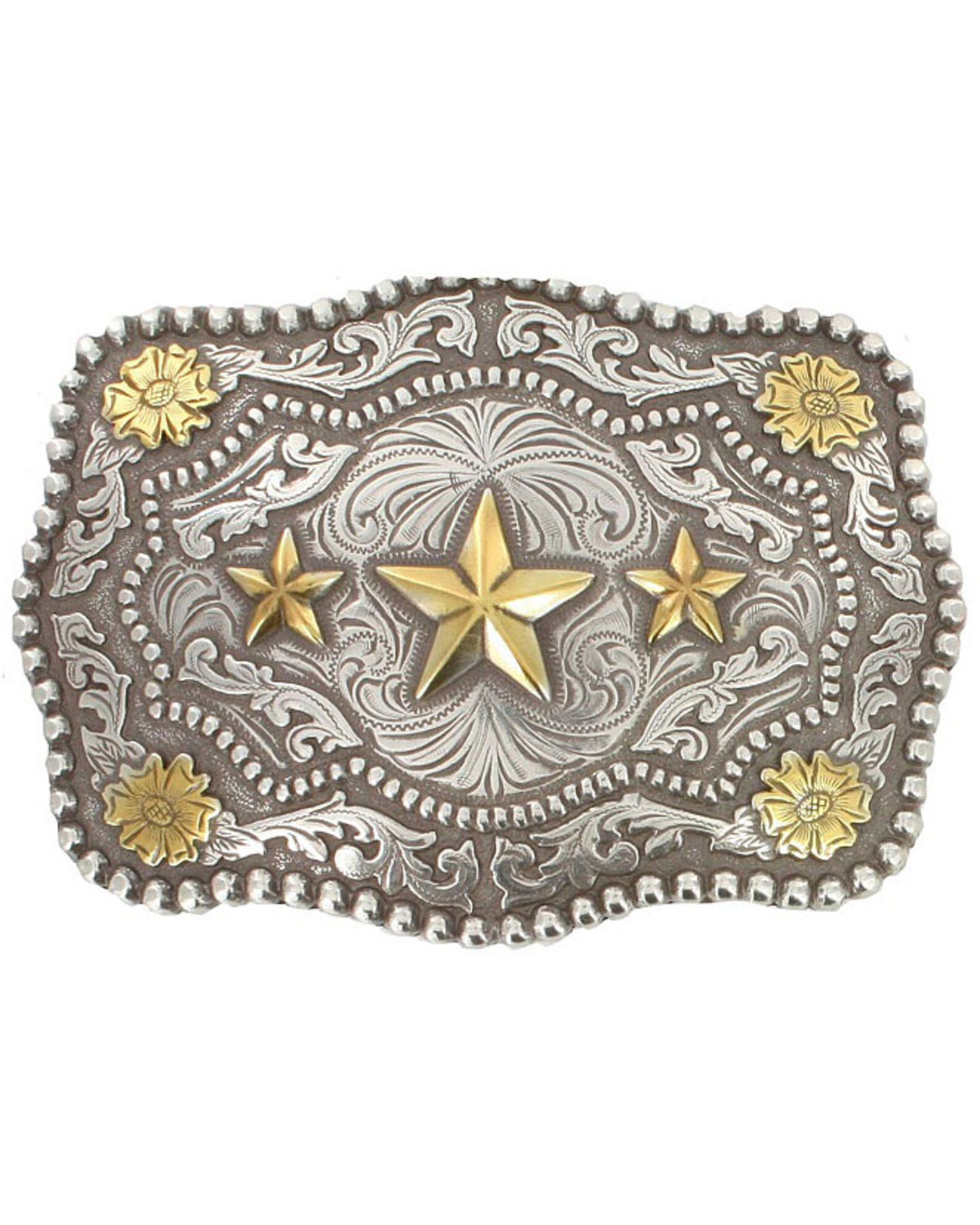 Image #1 - Cody James Men's Triple Star Belt Buckle, Silver, hi-res