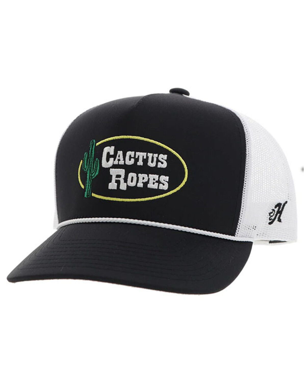 Image #1 - Hooey Men's Cactus Ropes Trucker Cap, Black/white, hi-res