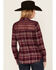 Image #4 - Shyanne Women's Lace Yoke Plaid Print Long Sleeve Button-Down Western Shirt, Fuchsia, hi-res