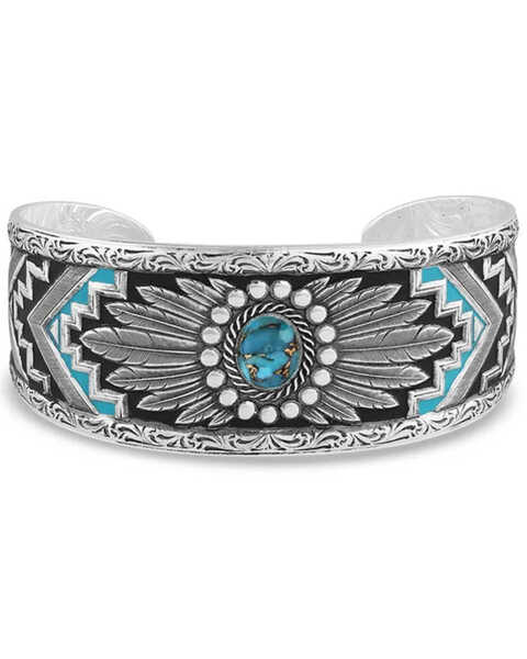 Image #2 - Montana Silversmiths Women's Blue Spring Turquoise Cuff Bracelet , Silver, hi-res