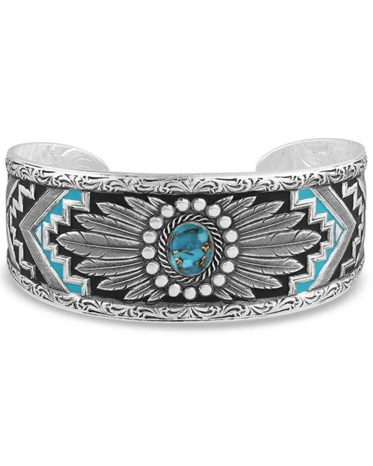 Image #2 - Montana Silversmiths Women's Blue Spring Turquoise Cuff Bracelet, Silver, hi-res