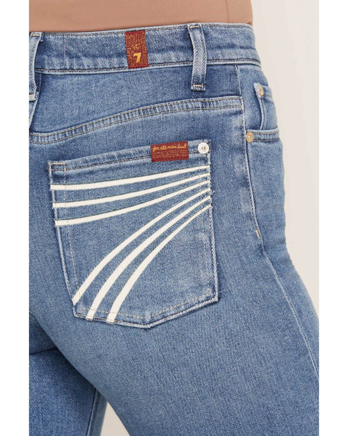 Image #2 - 7 For All Mankind Women's Marine Medium Wash High Rise 34" Dojo Trouser Stretch Denim Jeans, Medium Wash, hi-res