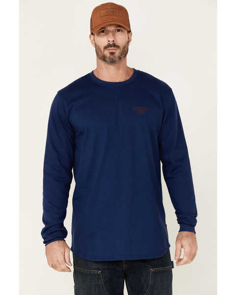 Image #1 - Hawx Men's FR Graphic Long Sleeve Work T-Shirt - Tall , Blue, hi-res