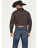 Image #4 - Cowboy Hardware Men's Brand Irons Print Long Sleeve Snap Stretch Western Shirt, Dark Brown, hi-res